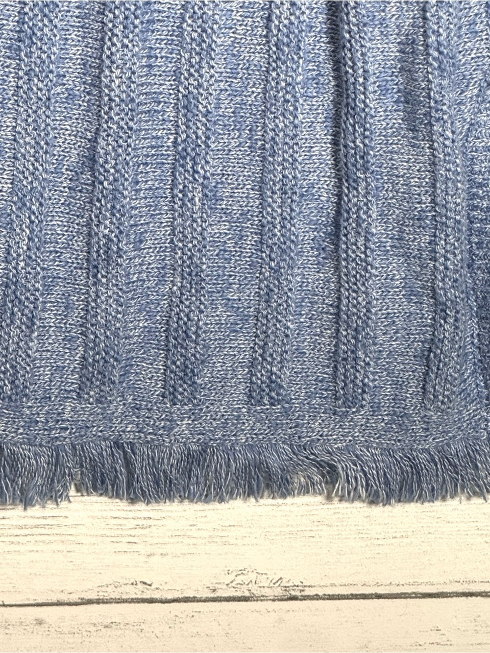 J. Jill Light Blue Fringed Hem Tunic Sweater Back Buttons Side Slits - Picture 3 of 6